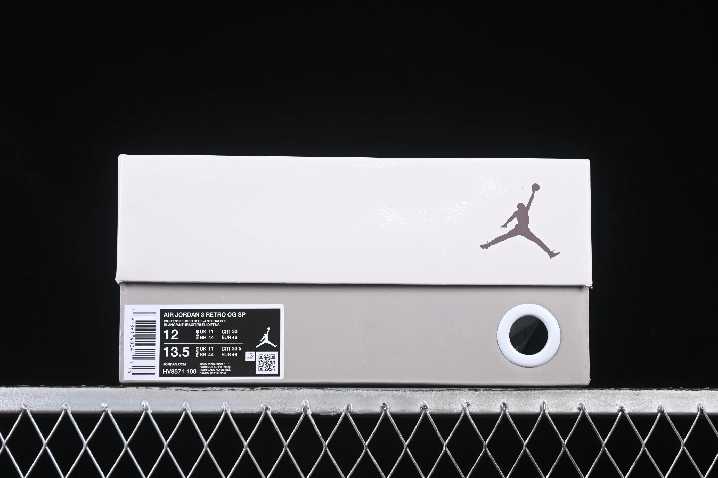 All categories Air Jordan Jordan series basketball shoes Air Jordan 3 GX foreign trade version Air Jordan 3 Retro OG SP "Diffused Blue" AJ3 Joe 3 white and blue cement HV8571-100